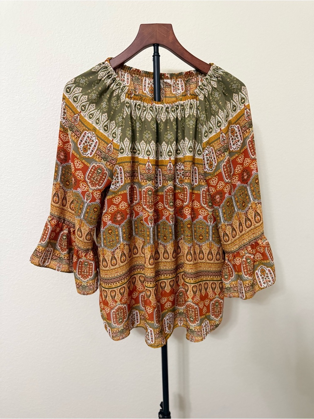 Olive, Rust & Mustard Printed Boho Tunic